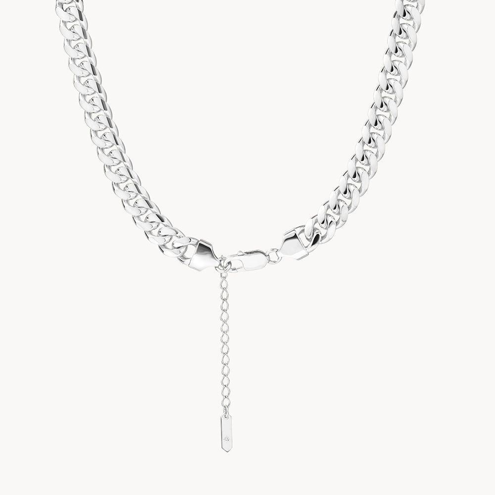 Medley Necklace Heavy Flat Curb Chain in Silver