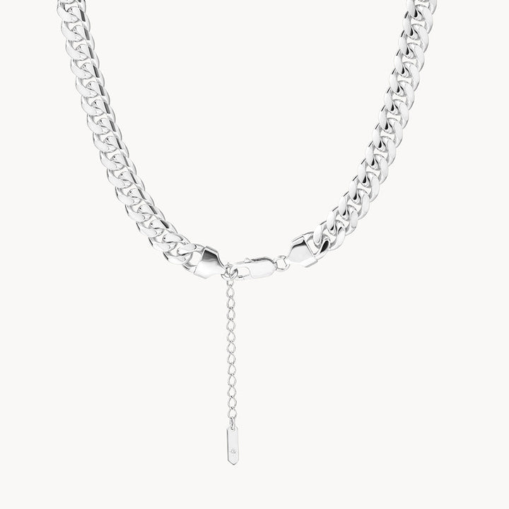 Medley Necklace Heavy Flat Curb Chain in Silver