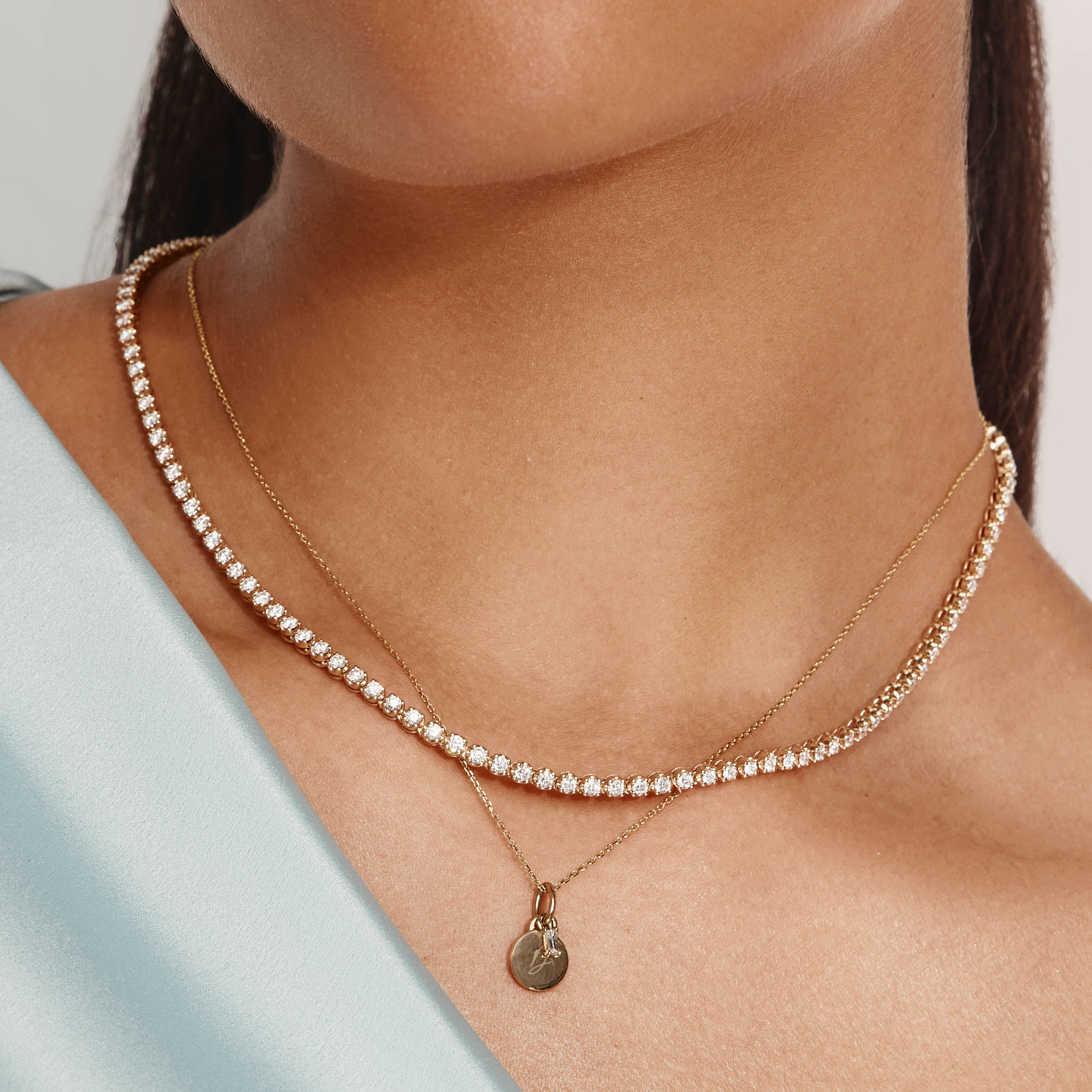 14k factory Rose Gp Lab Diamond Tennis Necklace