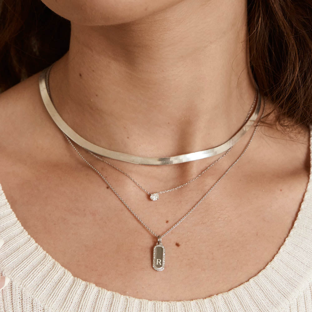 Medley Necklace Laboratory Grown Diamond 0.20ct Oval Necklace in Silver