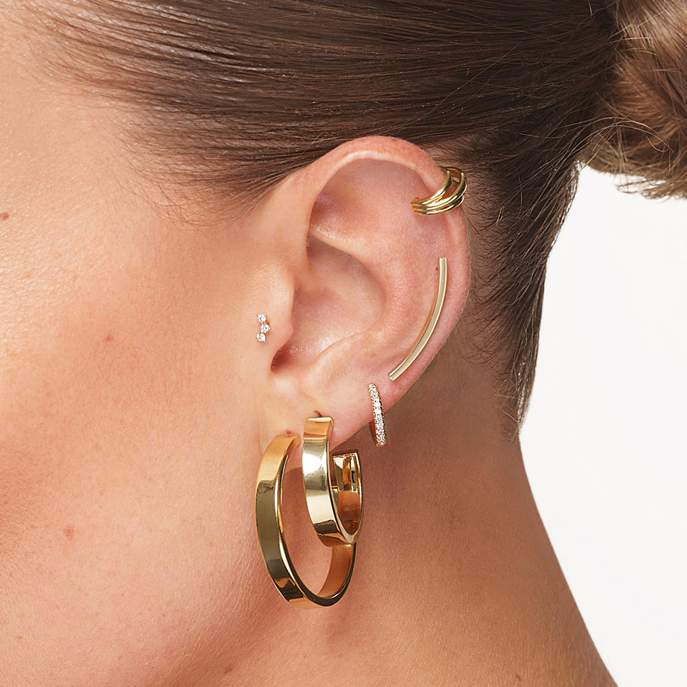 Medley Earrings Laboratory Grown Diamond Trio Bar Helix Single Stud Earring in 10k Gold