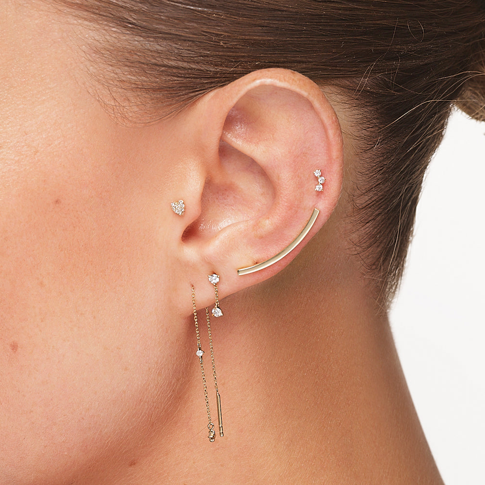 Medley Earrings Laboratory Grown Diamond Trio Bar Helix Single Stud Earring in 10k Gold