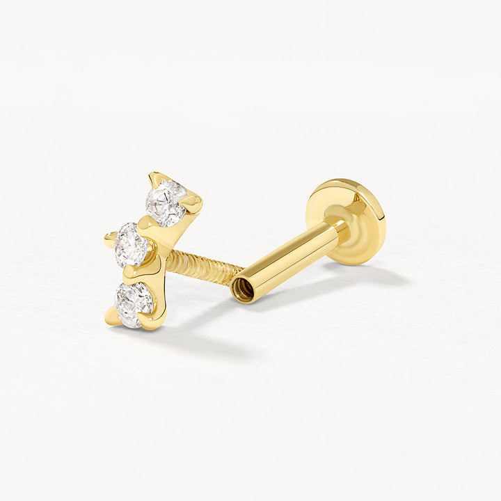Medley Earrings Laboratory Grown Diamond Trio Bar Helix Single Stud Earring in 10k Gold