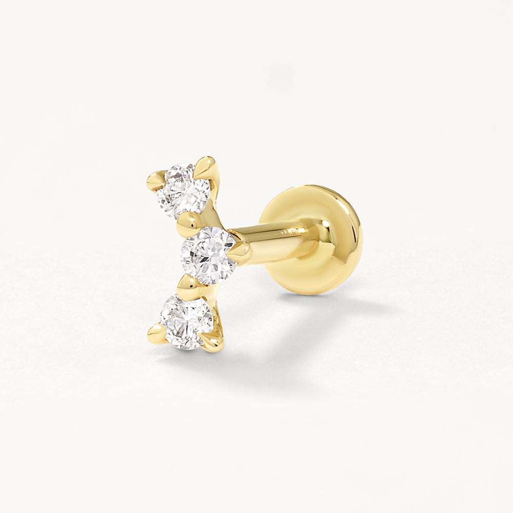 Medley Earrings Laboratory Grown Diamond Trio Bar Helix Single Stud Earring in 10k Gold