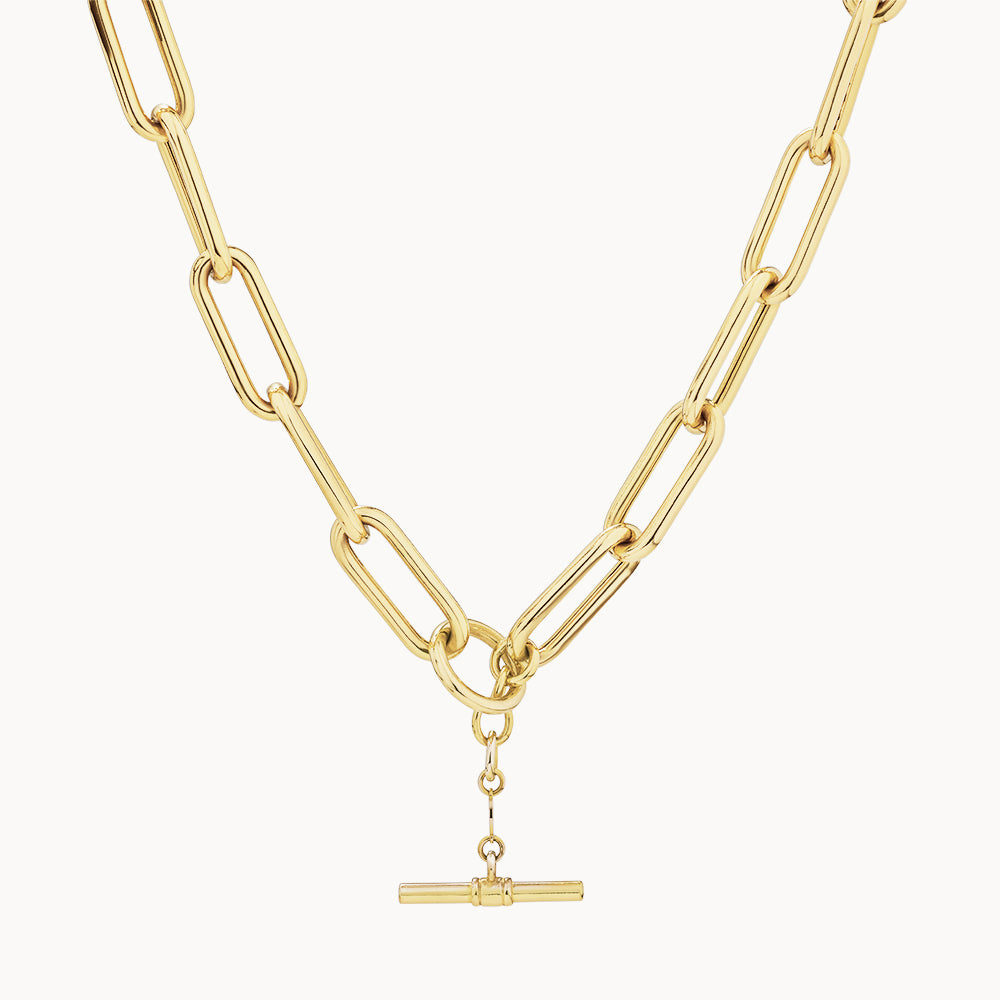 Large Paperclip Toggle Necklace in Gold Medley Jewellery