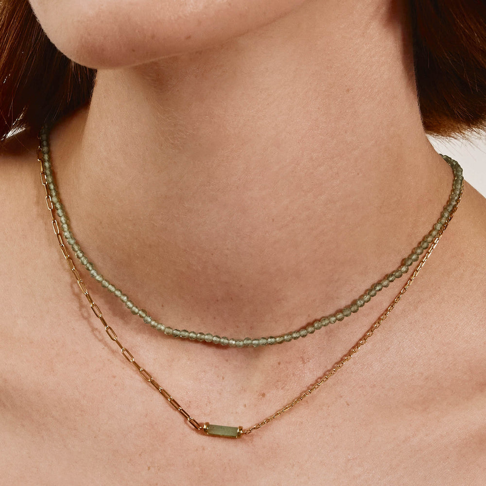 Medley Necklace Micro Aventurine Bead Necklace in Gold