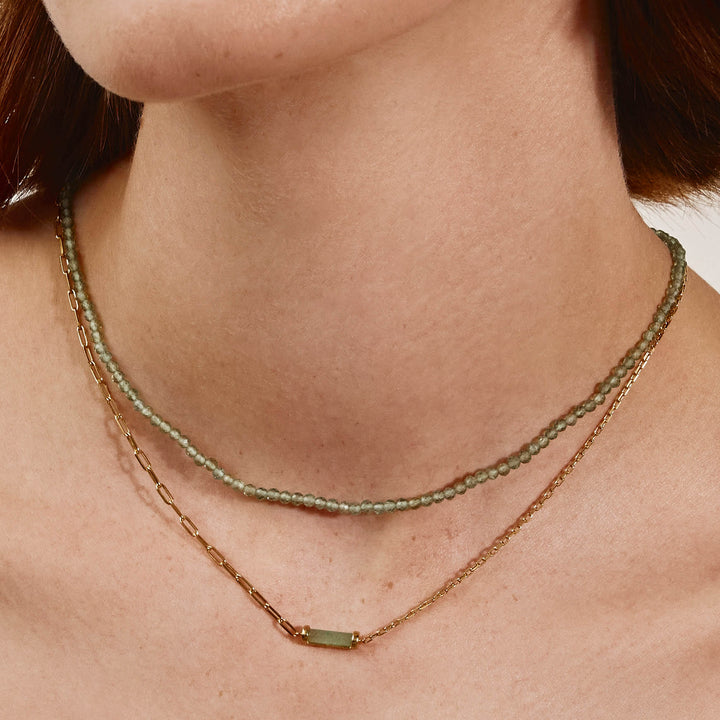 Medley Necklace Micro Aventurine Bead Necklace in Gold