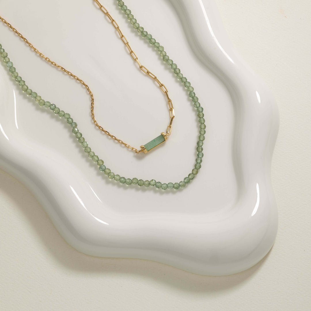 Medley Necklace Micro Aventurine Bead Necklace in Gold