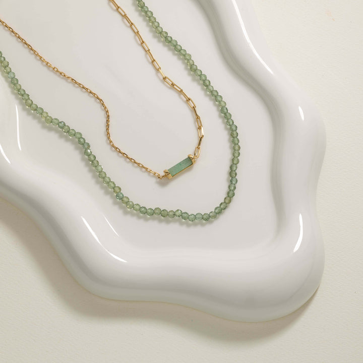 Medley Necklace Micro Aventurine Bead Necklace in Gold