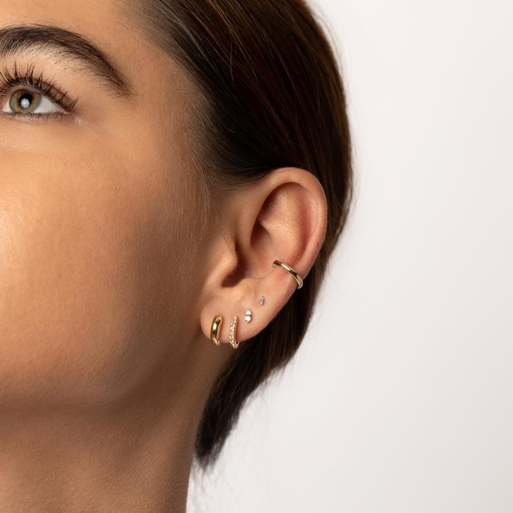 Medley Earrings Midi Huggie Earrings  in Gold