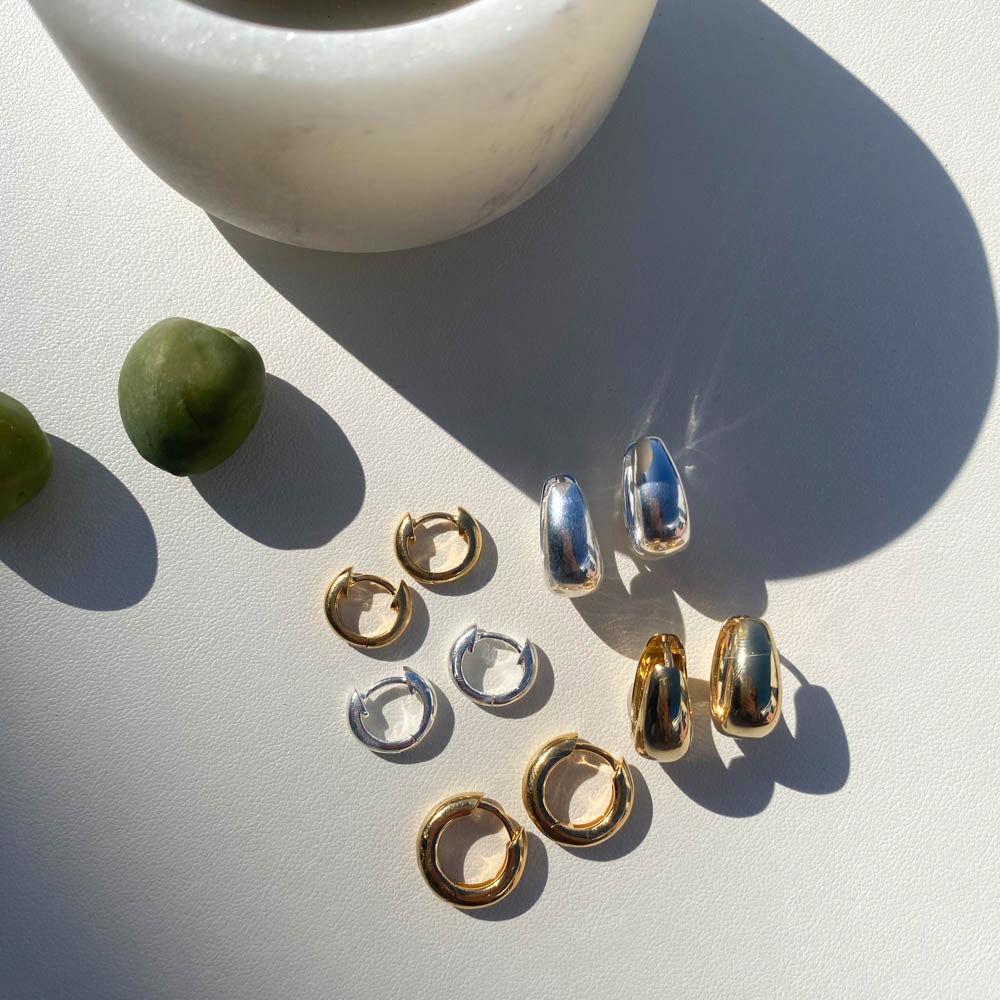 Medley Earrings Midi Huggie Earrings  in Gold
