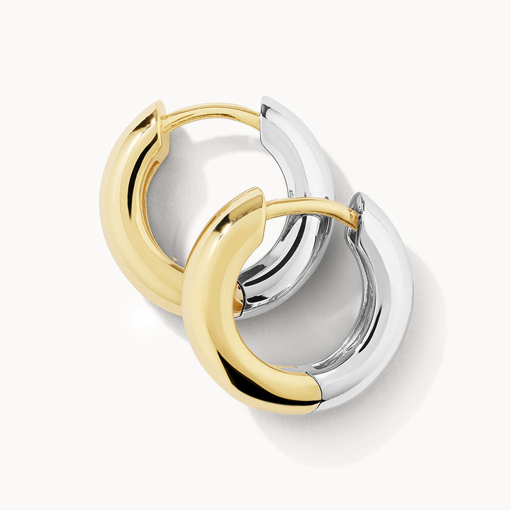 Medley Earrings Mini Mixed Metal Reversible Hoop Earring in Gold