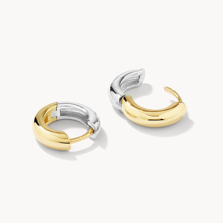 Medley Earrings Mini Mixed Metal Reversible Hoop Earring in Gold