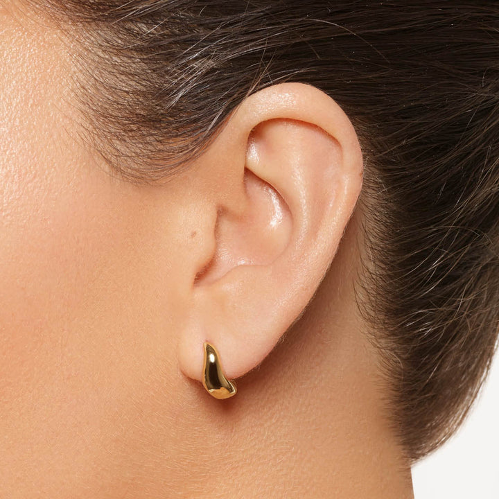 Medley Earrings Mini Wave Dome Huggies in Gold