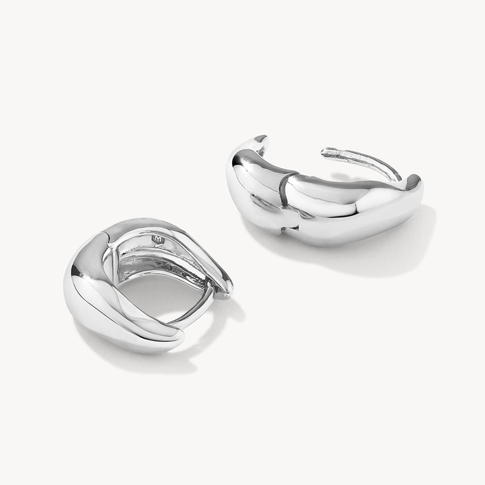 Medley Earrings Mini Wave Dome Huggies in Silver