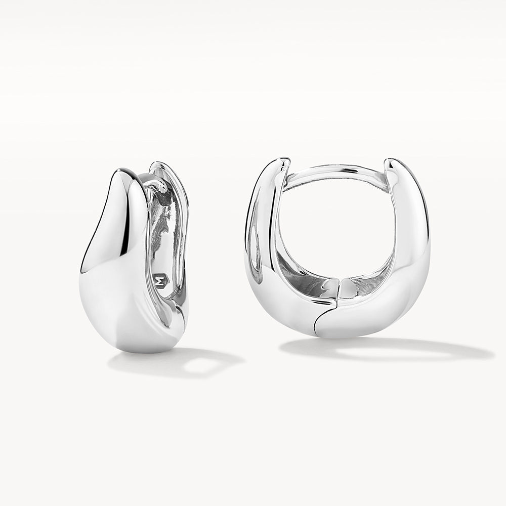 Medley Earrings Mini Wave Dome Huggies in Silver