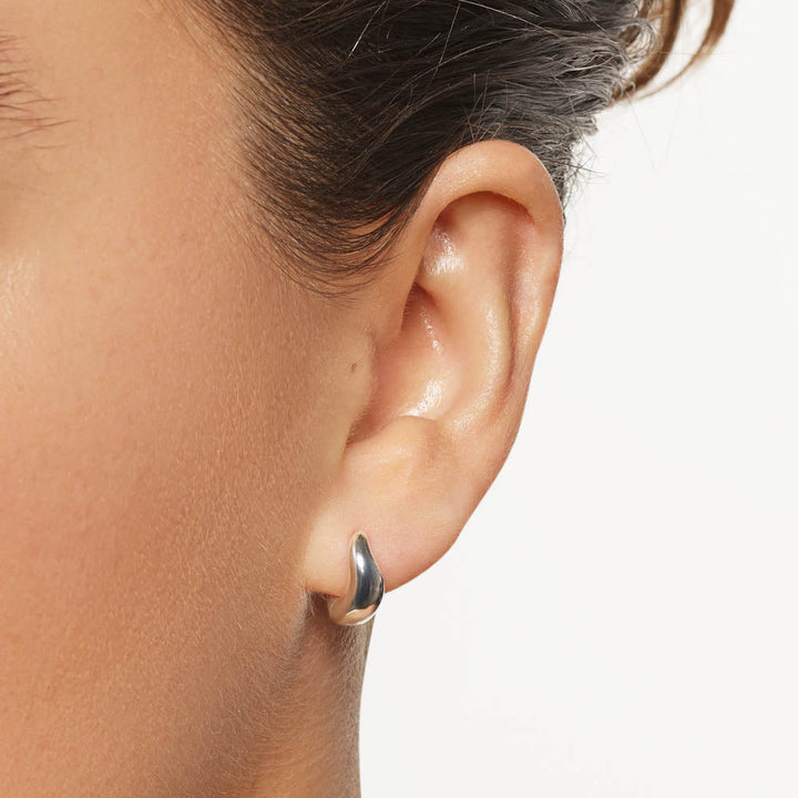Medley Earrings Mini Wave Dome Huggies in Silver