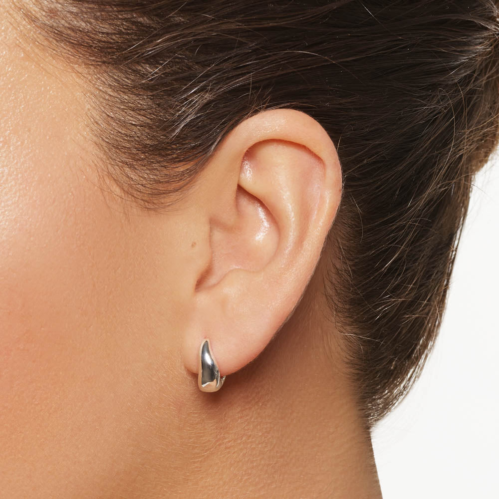 Medley Earrings Mini Wave Dome Huggies in Silver