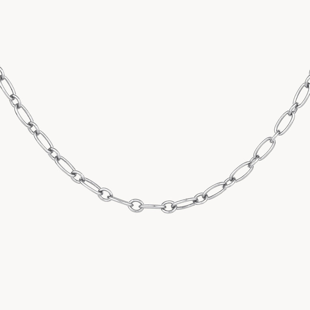 Medley Necklace Alternating Paperclip Chain Necklace in Silver