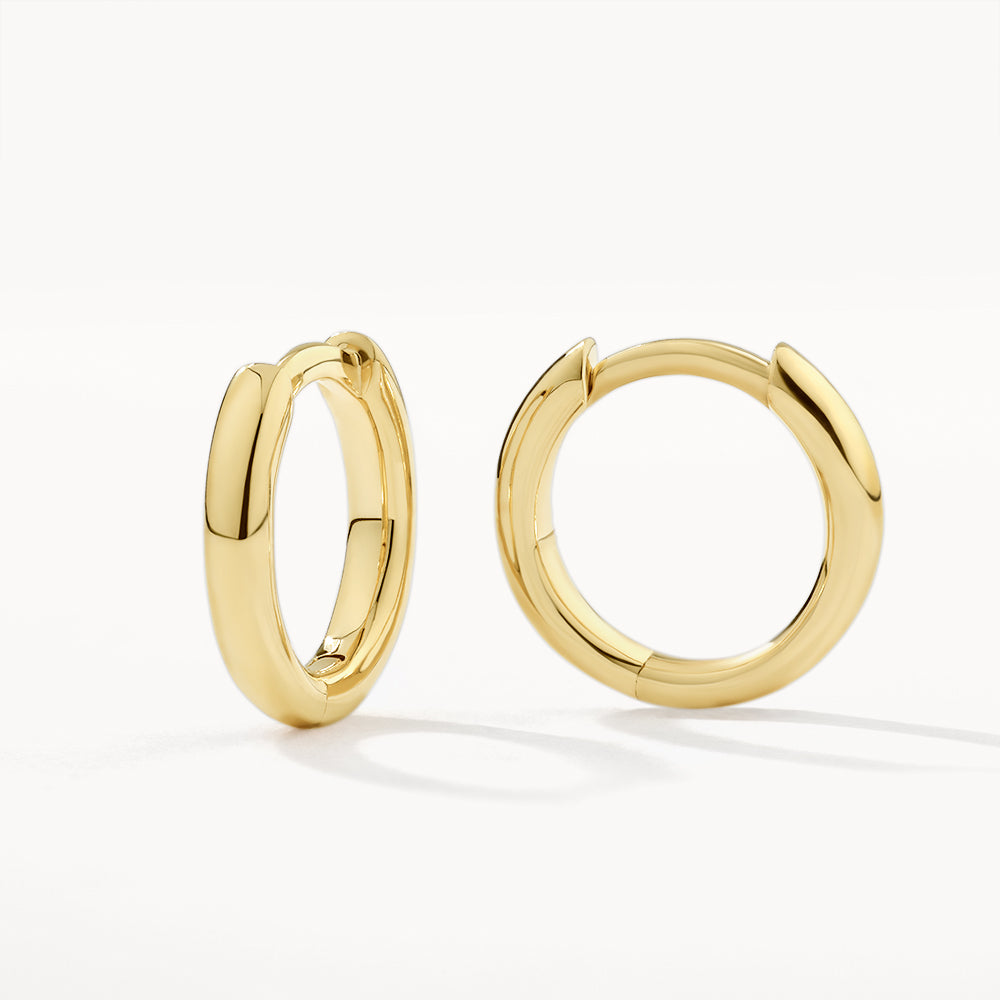 Medley Earrings Plain Mini Huggie Earrings in 10k Gold