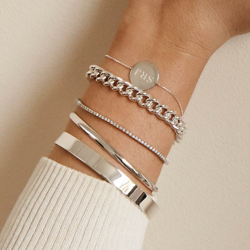 Medley Bangle/Bracelet Polished Plain Bangle in Silver