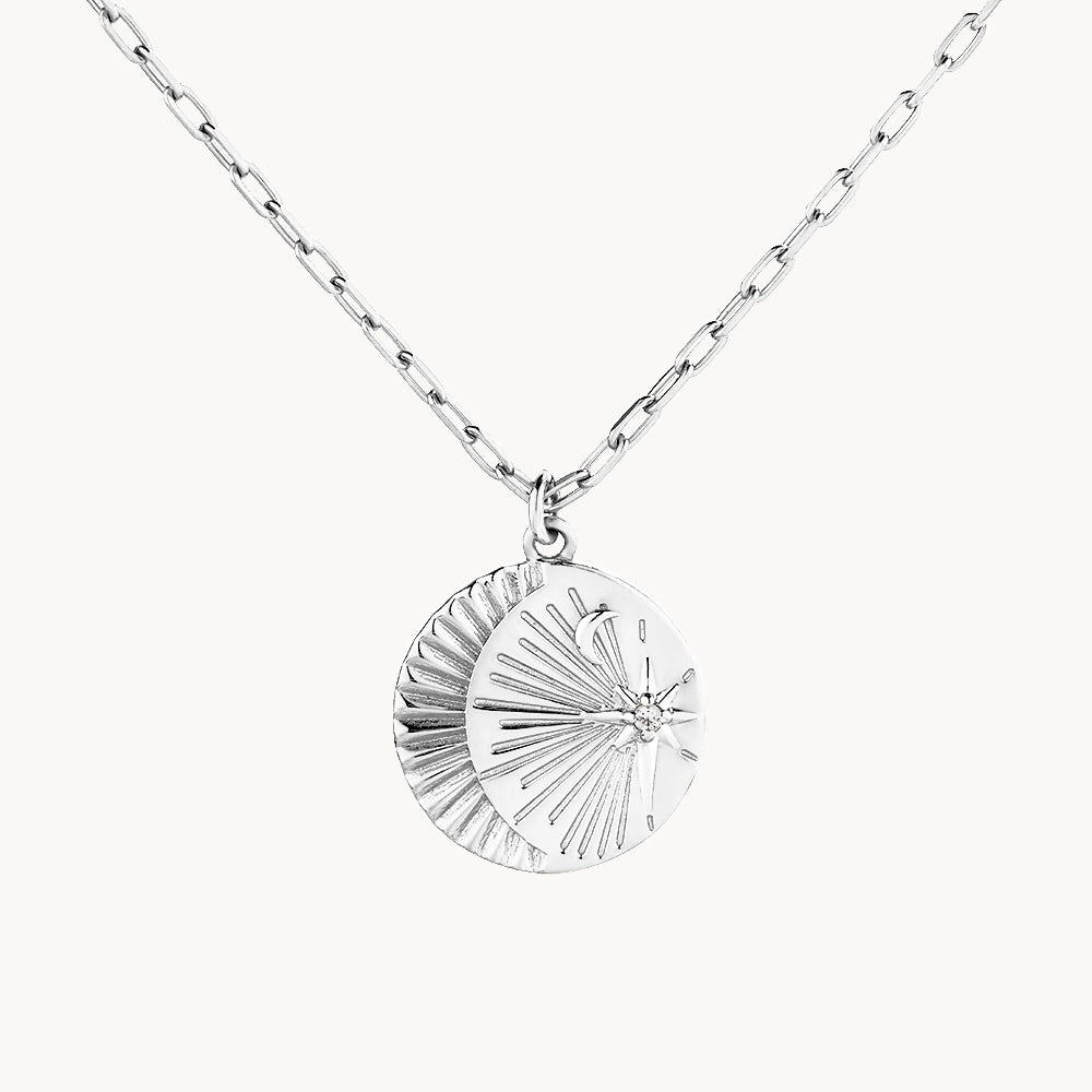 Medley Necklace Sun And Moon Pendant Necklace in Silver