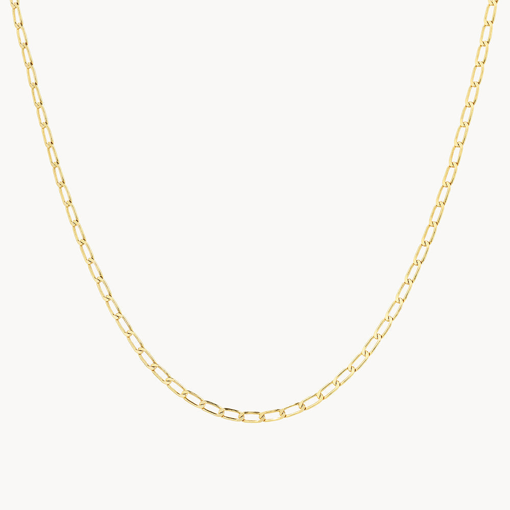 Medley Necklace Thin Flat Curb Chain Necklace in Gold