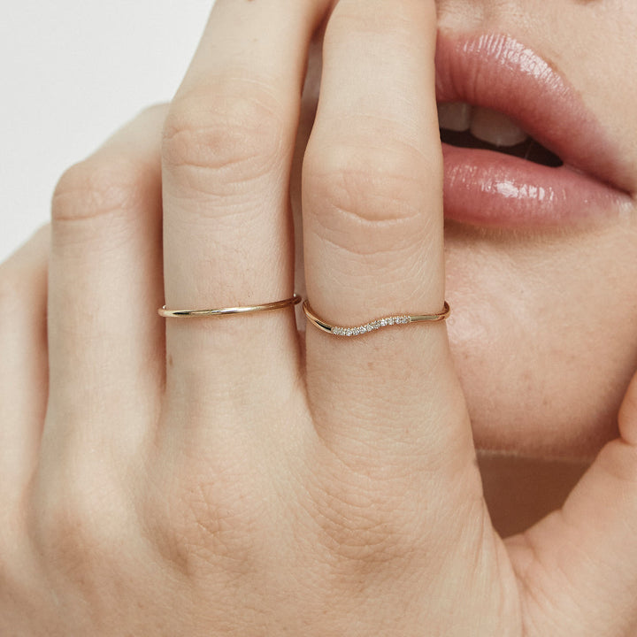 Medley Ring Thin Plain Stacker Ring in 10k Gold