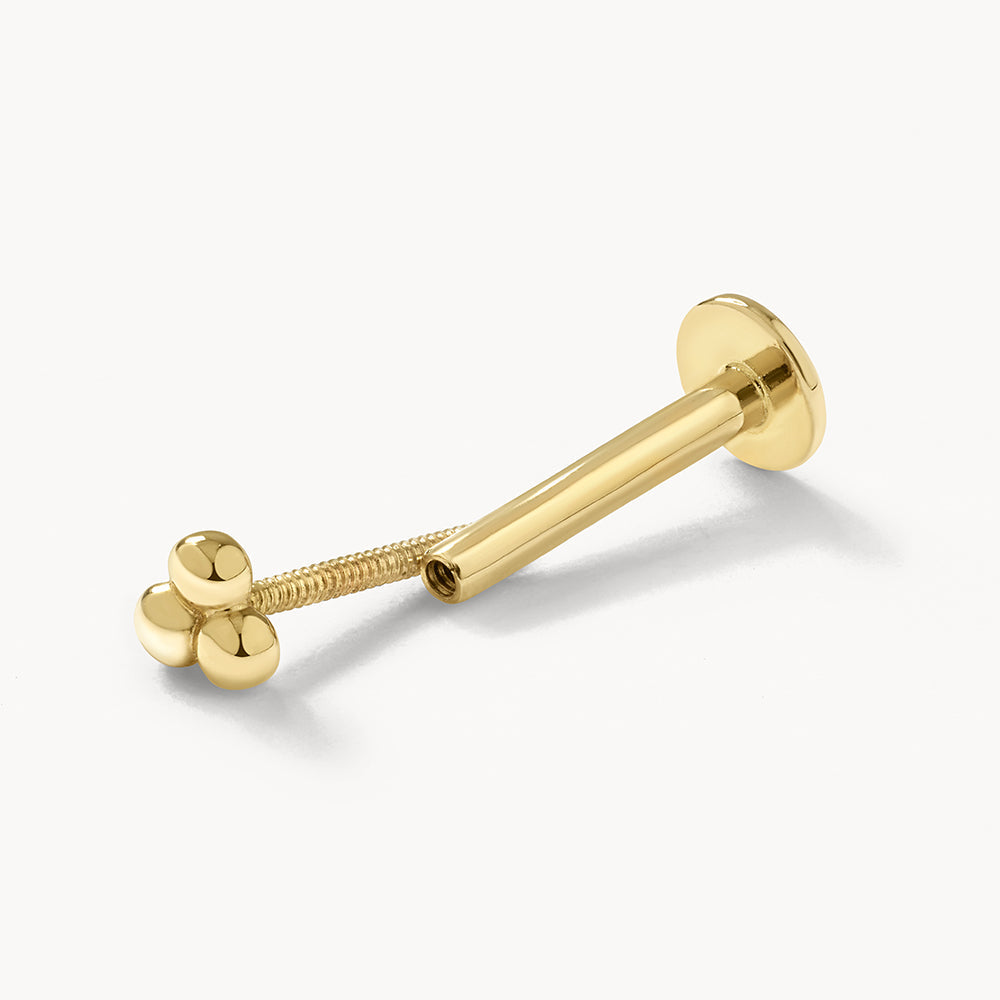 Triple Ball Helix Single Stud Earring in 10k Gold Medley Jewellery