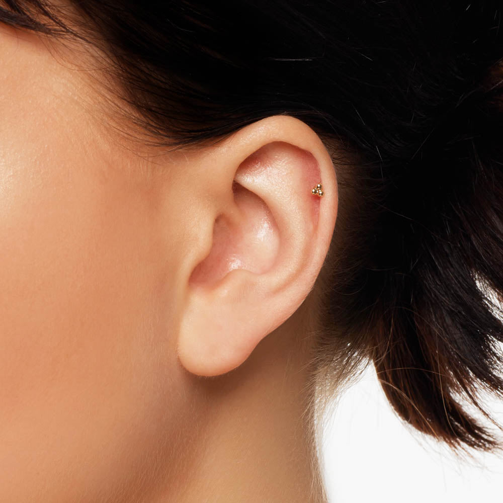 Triple Ball Helix Single Stud Earring in 10k Gold Medley Jewellery