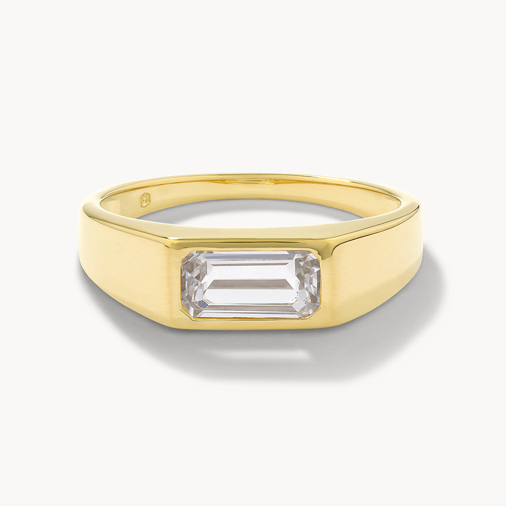 Medley Ring White Topaz Signet Pinky Ring in Gold