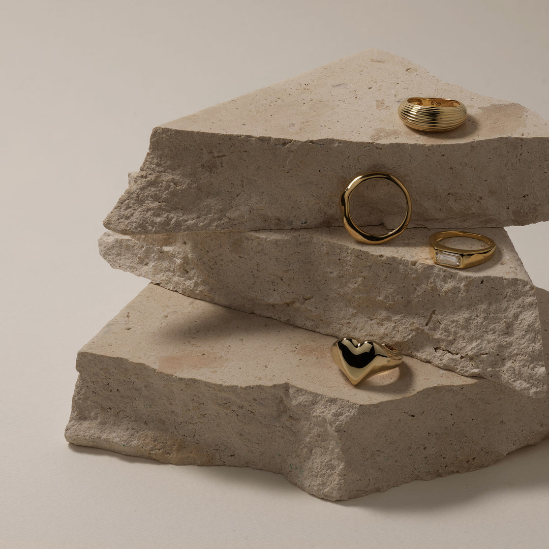Ribbed Dome Ring in Gold