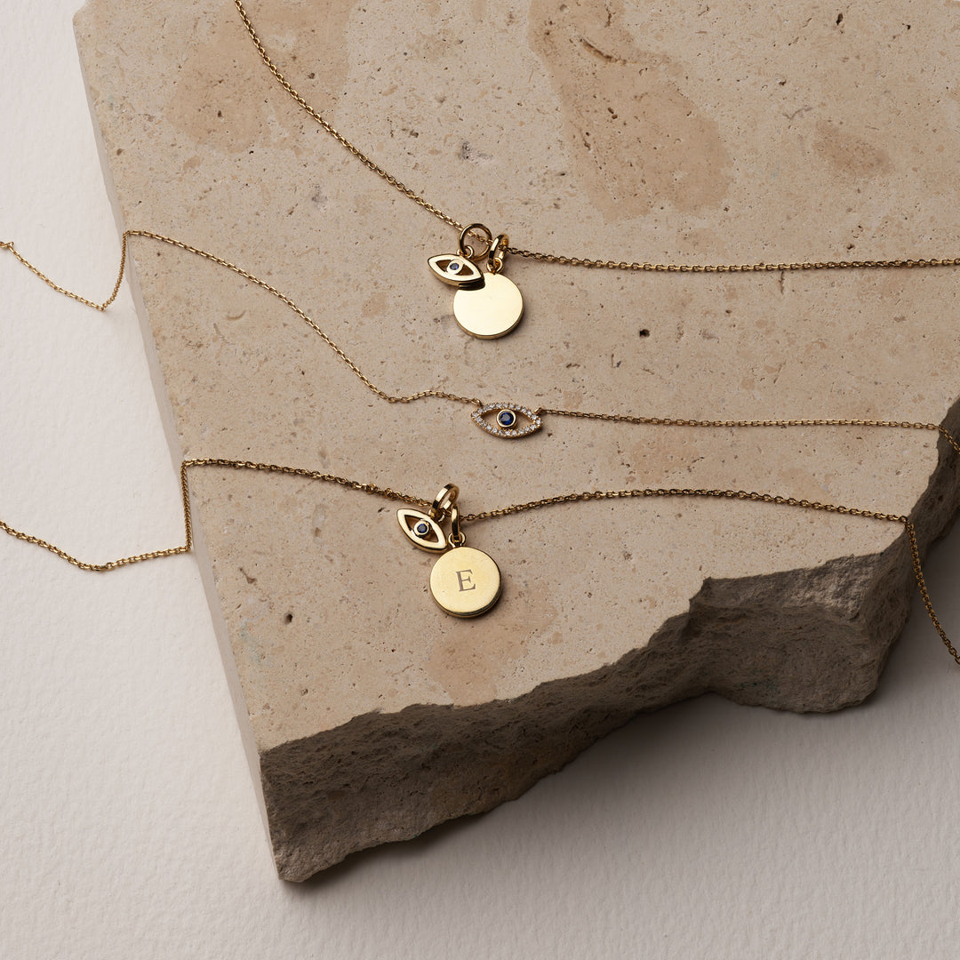 Diamond Evil Eye Necklace in 10k Gold