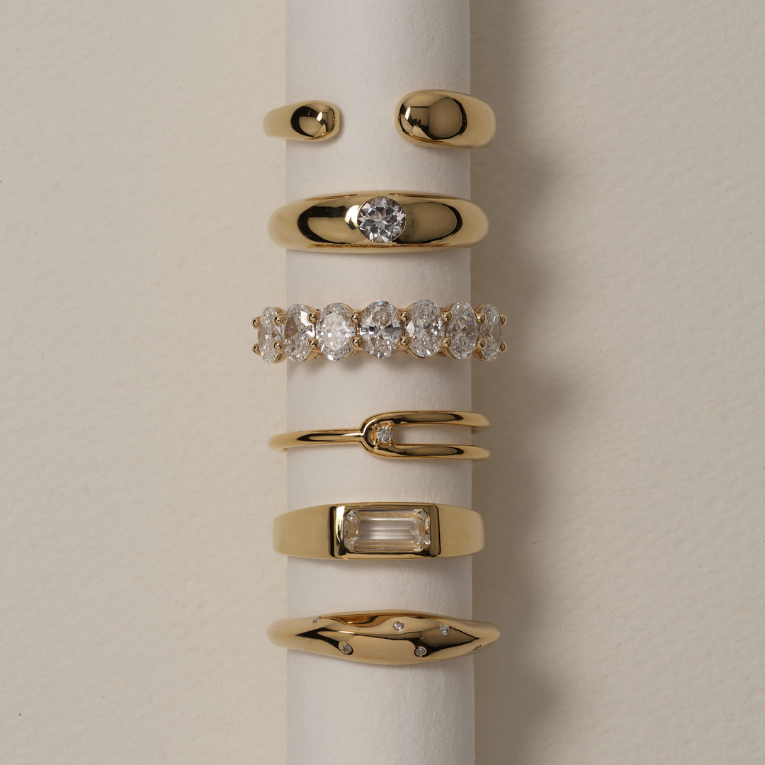 White Zircon Polka Dot Ring in Gold
