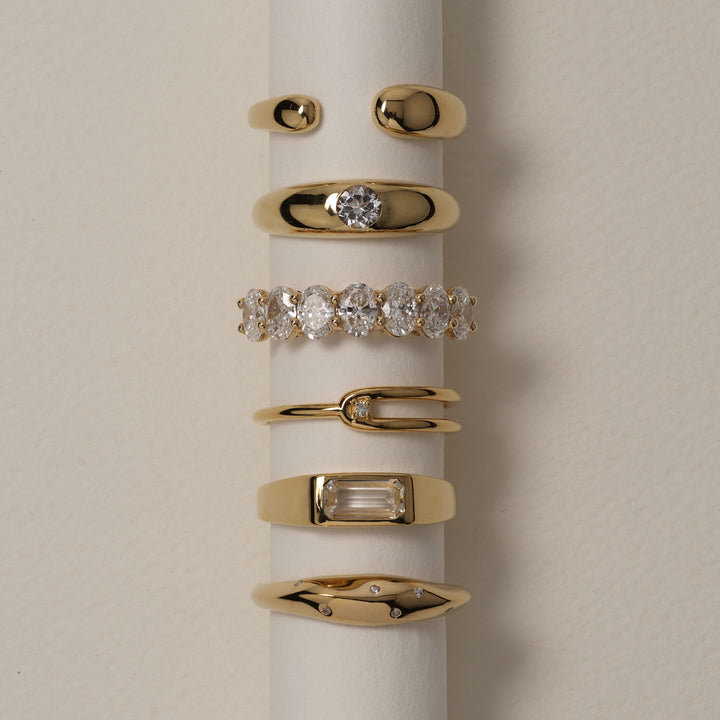White Zircon Polka Dot Ring in Gold
