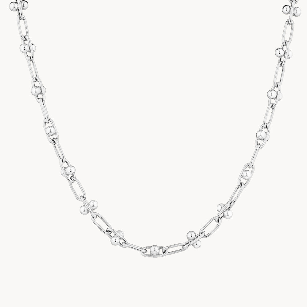 Medley Necklace Bauble Paperclip Chain Necklace in Silver