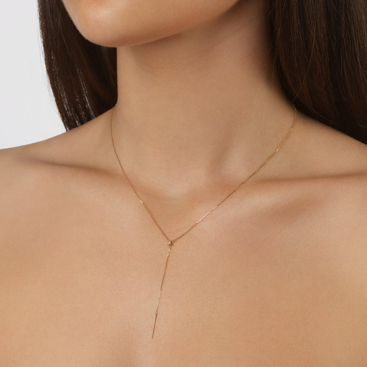 Medley Necklace Diamond Lariat Y Necklace in 10k Gold
