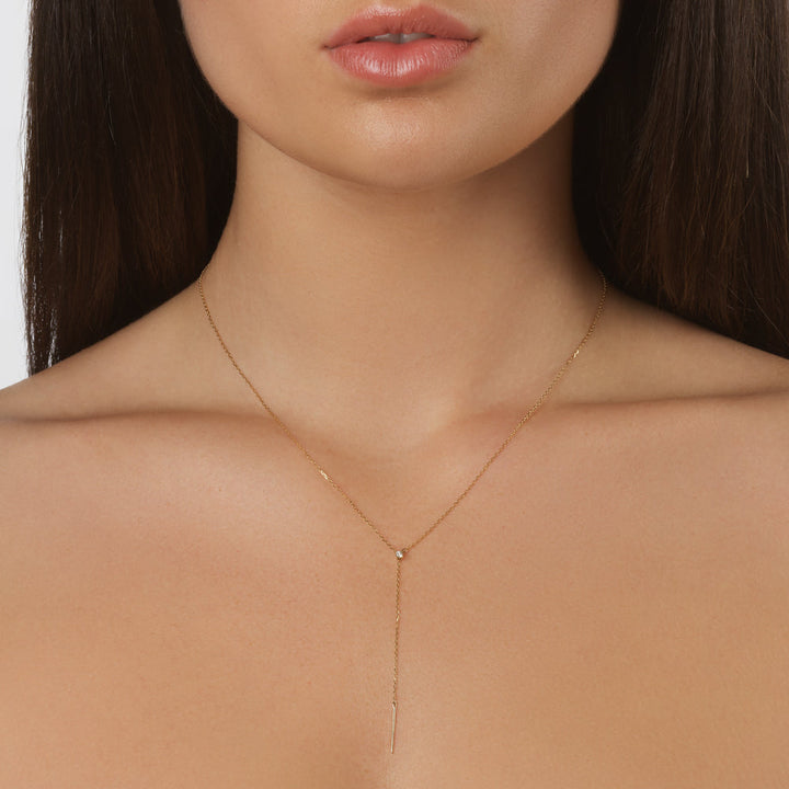Medley Necklace Diamond Lariat Y Necklace in 10k Gold