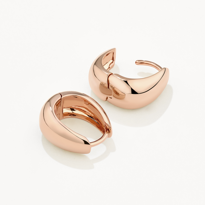 Medley Earrings Dome Huggie Hoops in Rose Gold