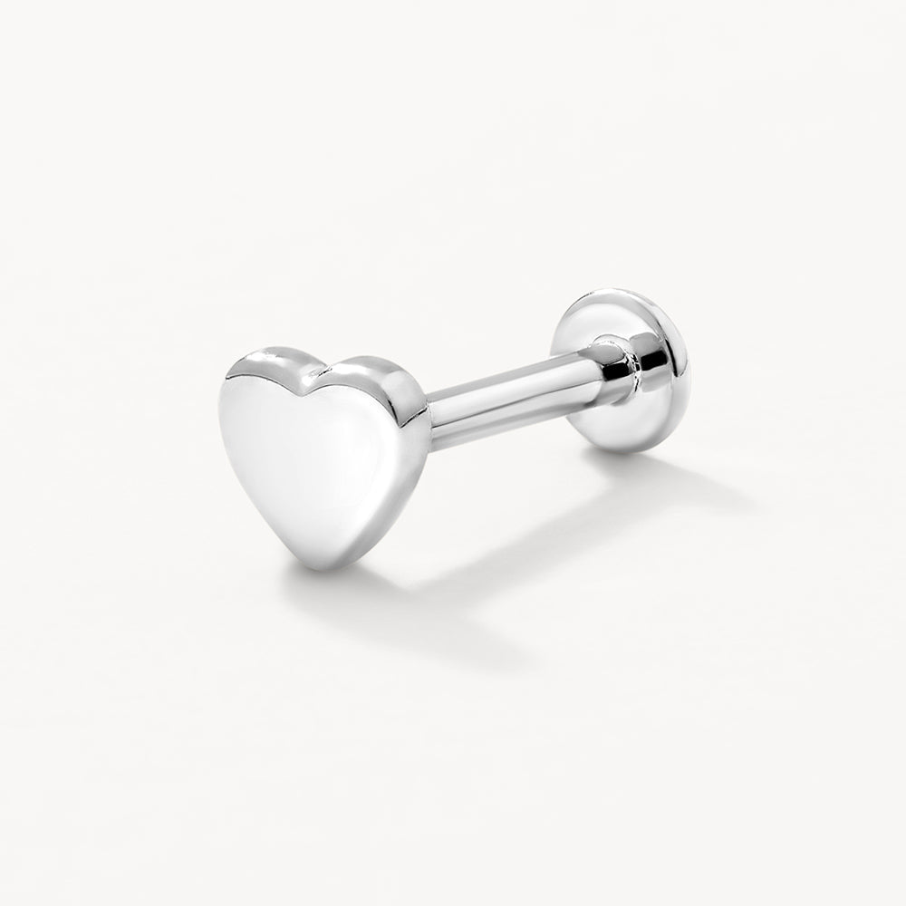 Medley Earrings Micro Heart Helix Single Stud Earring in Silver