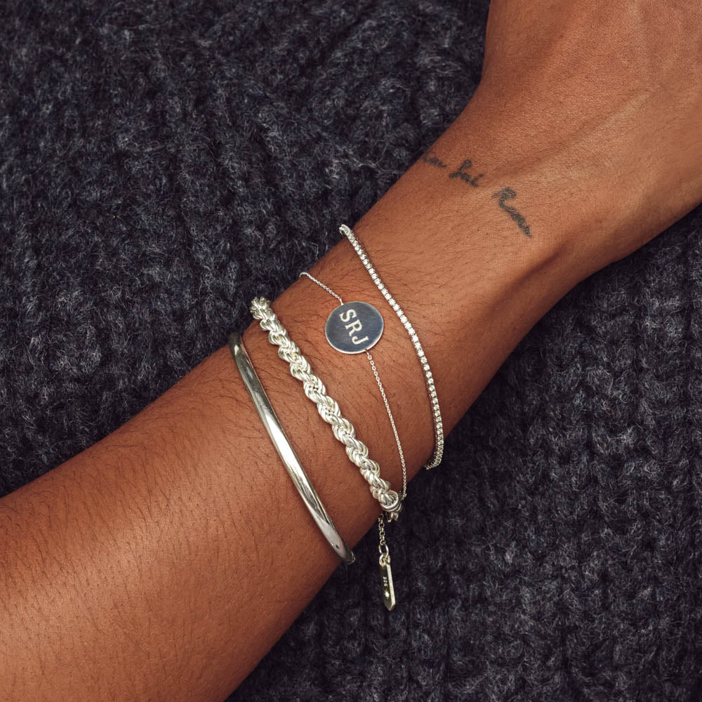 Medley Bangle/Bracelet Polished Plain Bangle in Silver