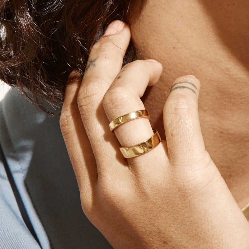 Medley Ring Slim Boyfriend Stacker Ring in Gold