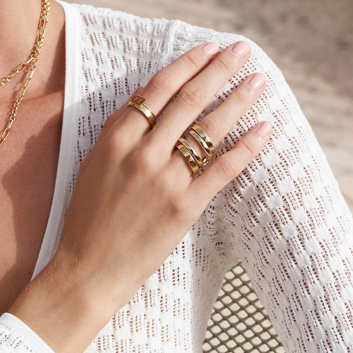 Medley Ring Slim Boyfriend Stacker Ring in Gold