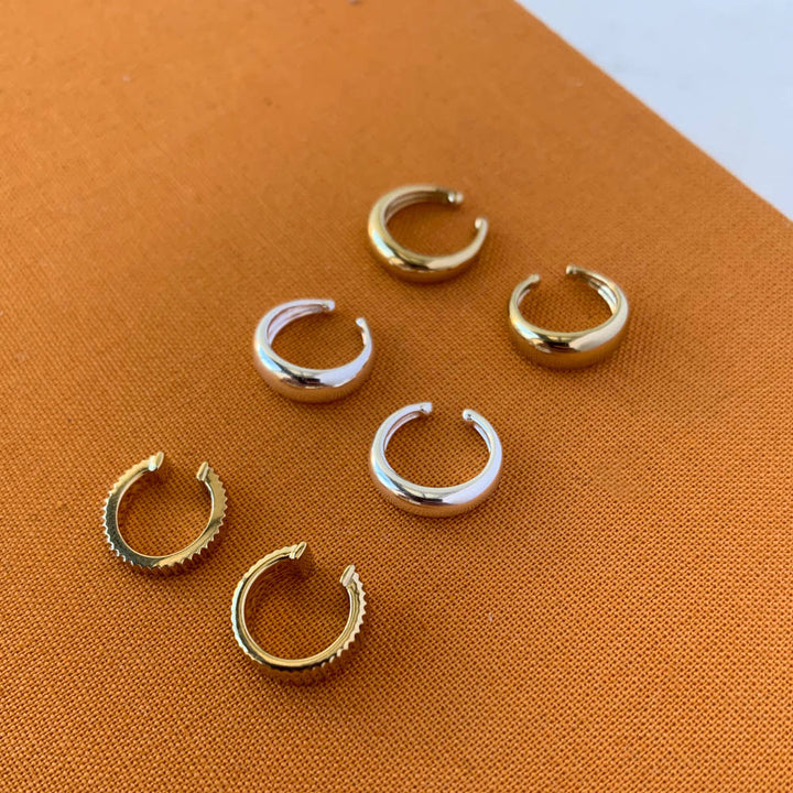 Medley Earrings Slim Curve Single Ear Cuff in Silver
