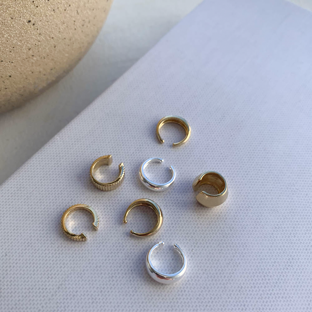 Medley Earrings Slim Curve Single Ear Cuff in Silver
