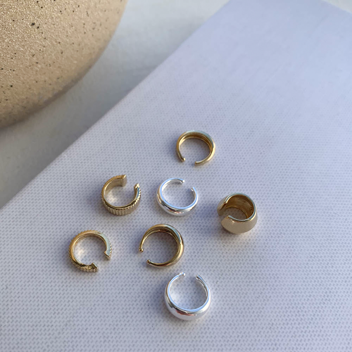 Medley Earrings Slim Curve Single Ear Cuff in Silver