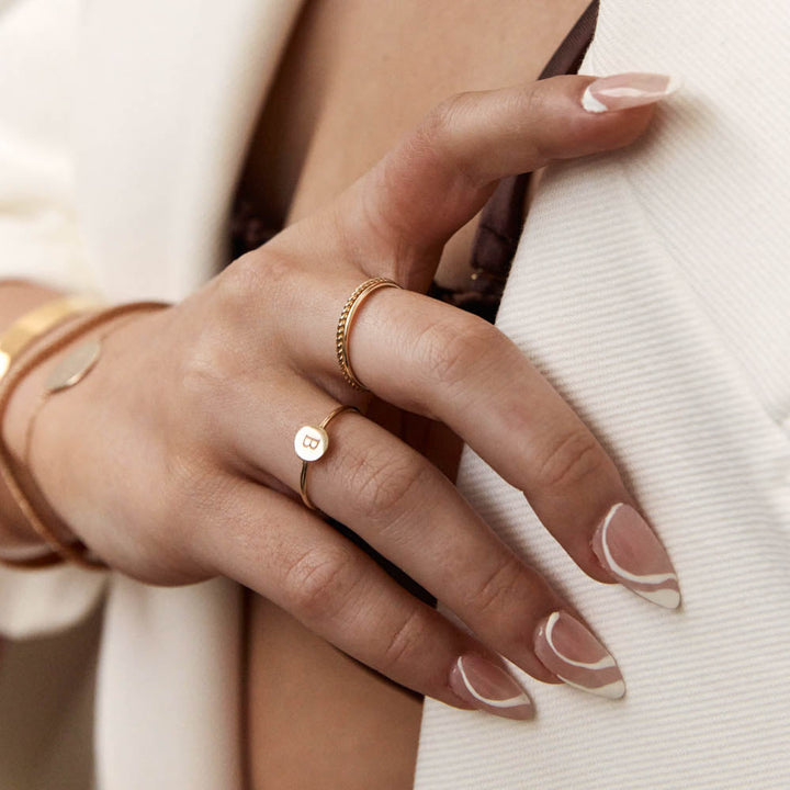 Medley Ring Thin Plain Stacker Ring in 10k Gold