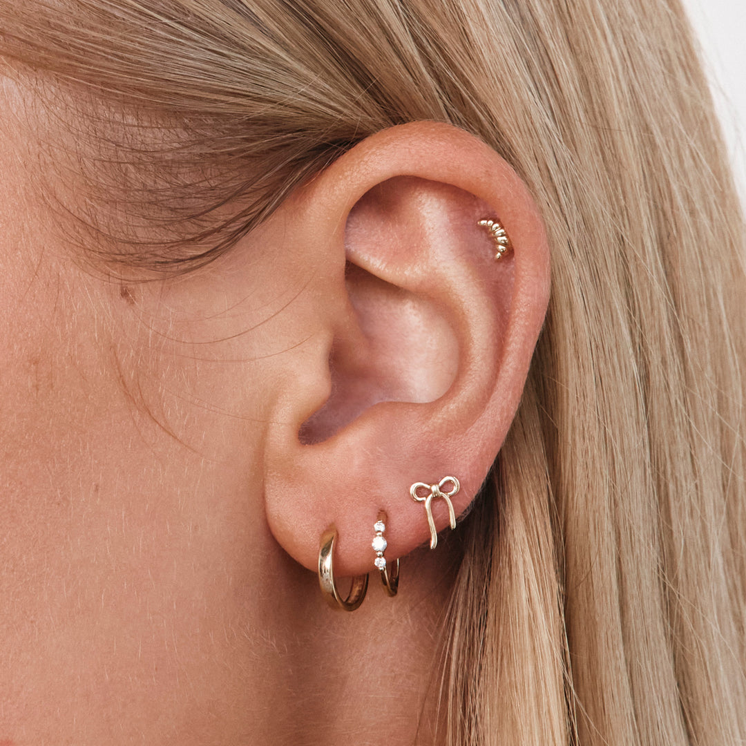 Ribbon Bow Helix Single Stud Earring in 10k Gold