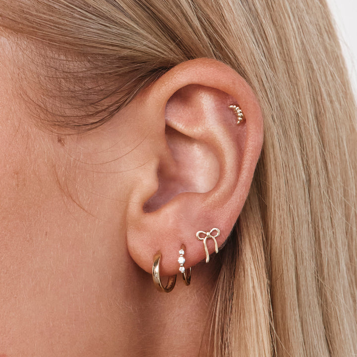 Ribbon Bow Helix Single Stud Earring in 10k Gold