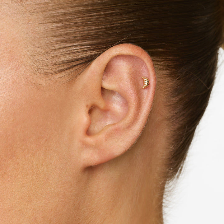 Croissant Helix Single Stud Earring in 10k Gold